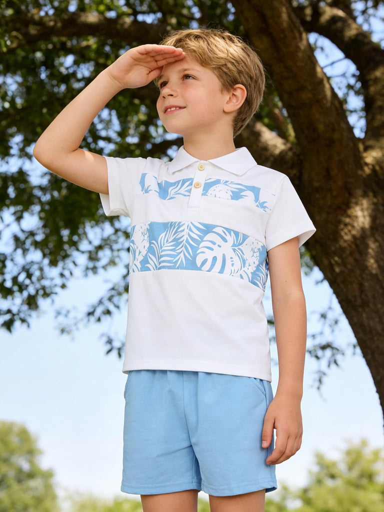 Toddler Boys 2 Piece Outfits Button Down Shirt and Shorts Set, Short Sleeve Casual Summer Clothes Years