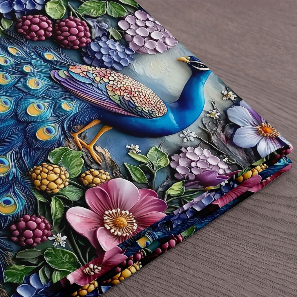 3D Peacock Upholstery Fabric for Chairs - Watercolor Feather Fabric by The Yard 109"x63", Rainbow Flowers Rustic