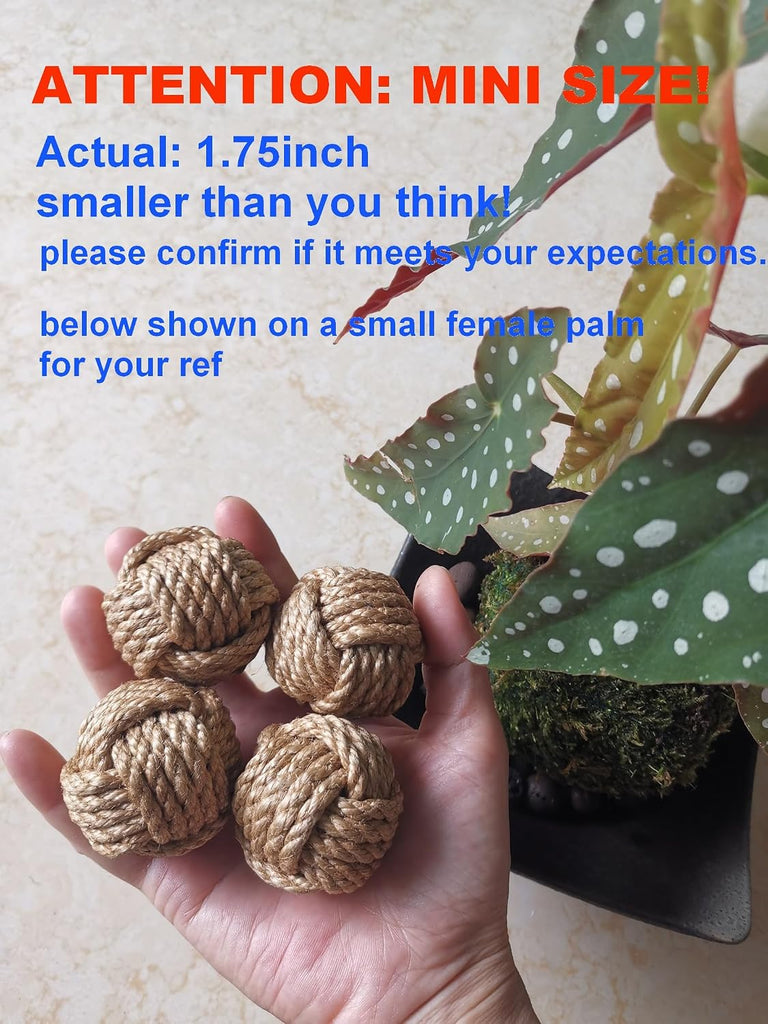 Mini Orbs Decorative Balls for Centerpiece Bowls, Christmas Decorative Rope Balls for Bowls, Vase Filler - Set of 10