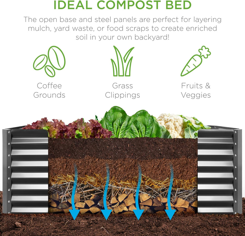 6x3x2ft Outdoor Metal Raised Garden Bed, Deep Root Box Planter for Vegetables, Flowers, Herbs, 269 Gallon Capacity