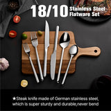 48-Piece Silverware Set with Steak Knives, Flatware Set for 8, Stainless Steel Tableware Cutlery Set