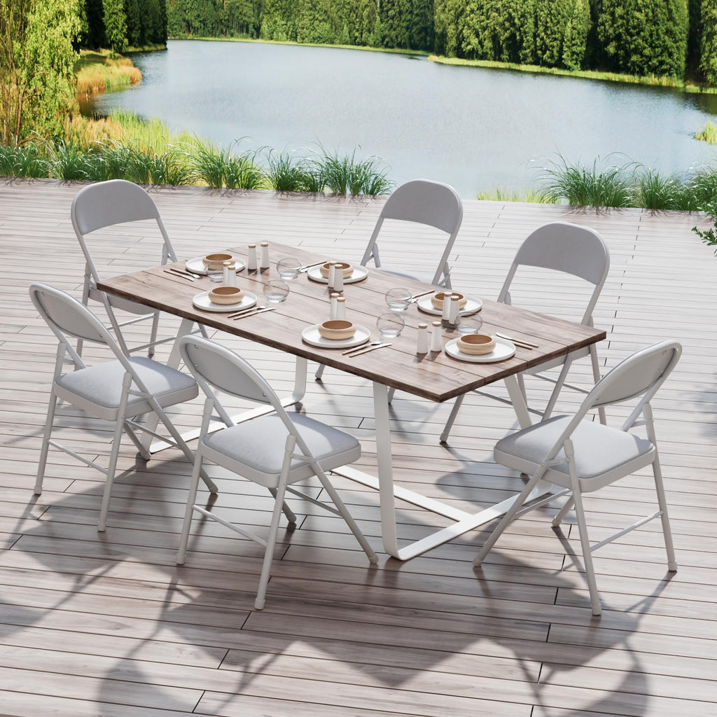 Folding Chairs Set, Indoor Outdoor, Neutral Grey