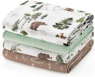 4 Pack Baby Muslin Swaddle Blankets, 100% Cotton and Ultra Soft Breathable Receiving Blanket Wrap for Boys Girls, New