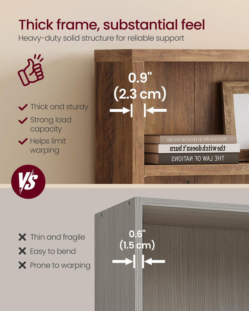 5-Tier Bookshelf, Minimalist Bookcase with Adjustable Shelves