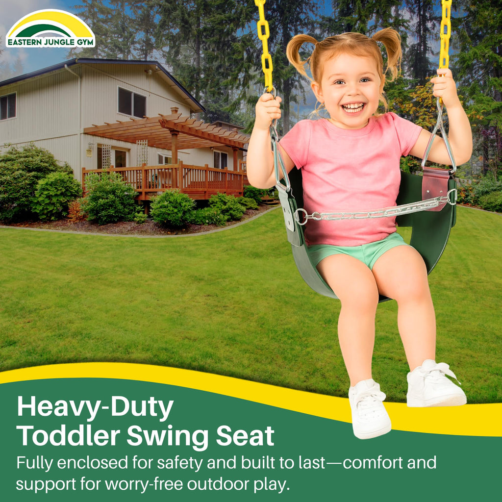 High Back Half Bucket Toddler Swing Seat, Green