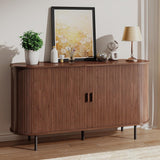 Buffet Sideboard Cabinet with Storage, 55" Fluted Cabinet with Sliding Door & Adjustable Shelf