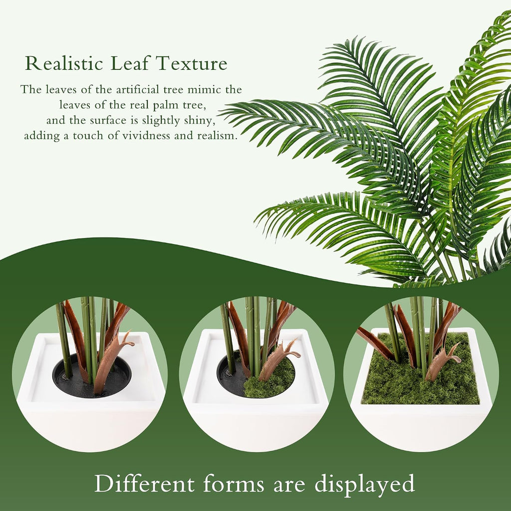 7FT Artificial Palm Tree, Tall Artificial Tree Plants with Fake Plants, Large Faux Plants Indoor with Lifelike Leaves