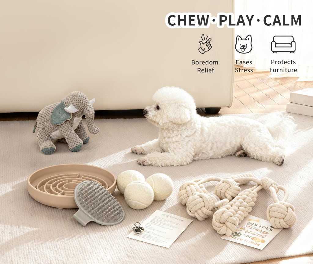 Dog Gift Basket - Puppy Starter Kit, Welcome New Puppy Gift Basket with Interactive Toys Bundle, Perfect Dog Birthday