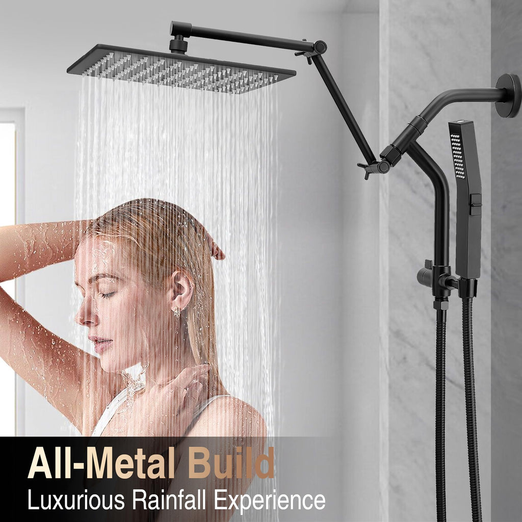 All Metal 10" Luxurious Rain Shower Head with Handheld Spray, Power Jet