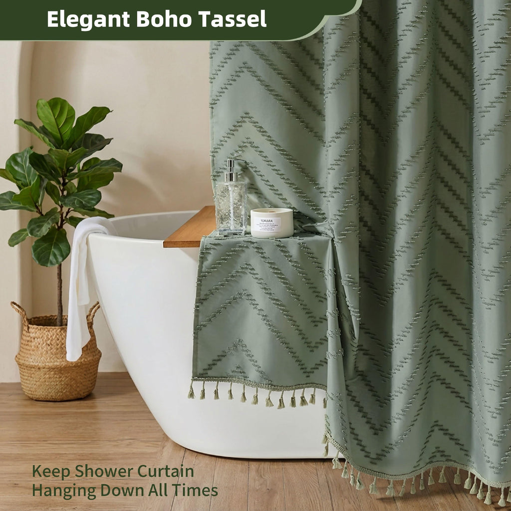 Sage Green Shower Curtain Boho Shower Curtain