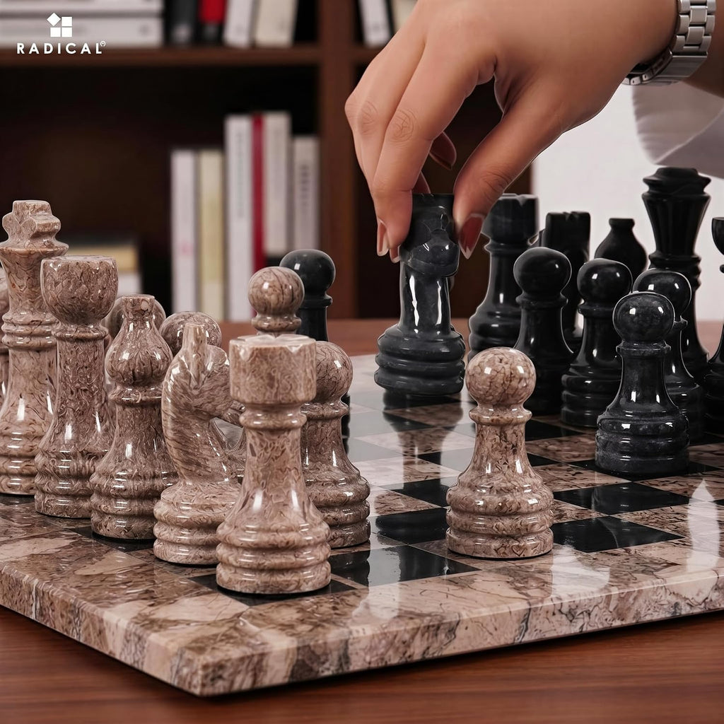 Marble Chess Set 15" - Handmade Luxury Chess Board Game Adults