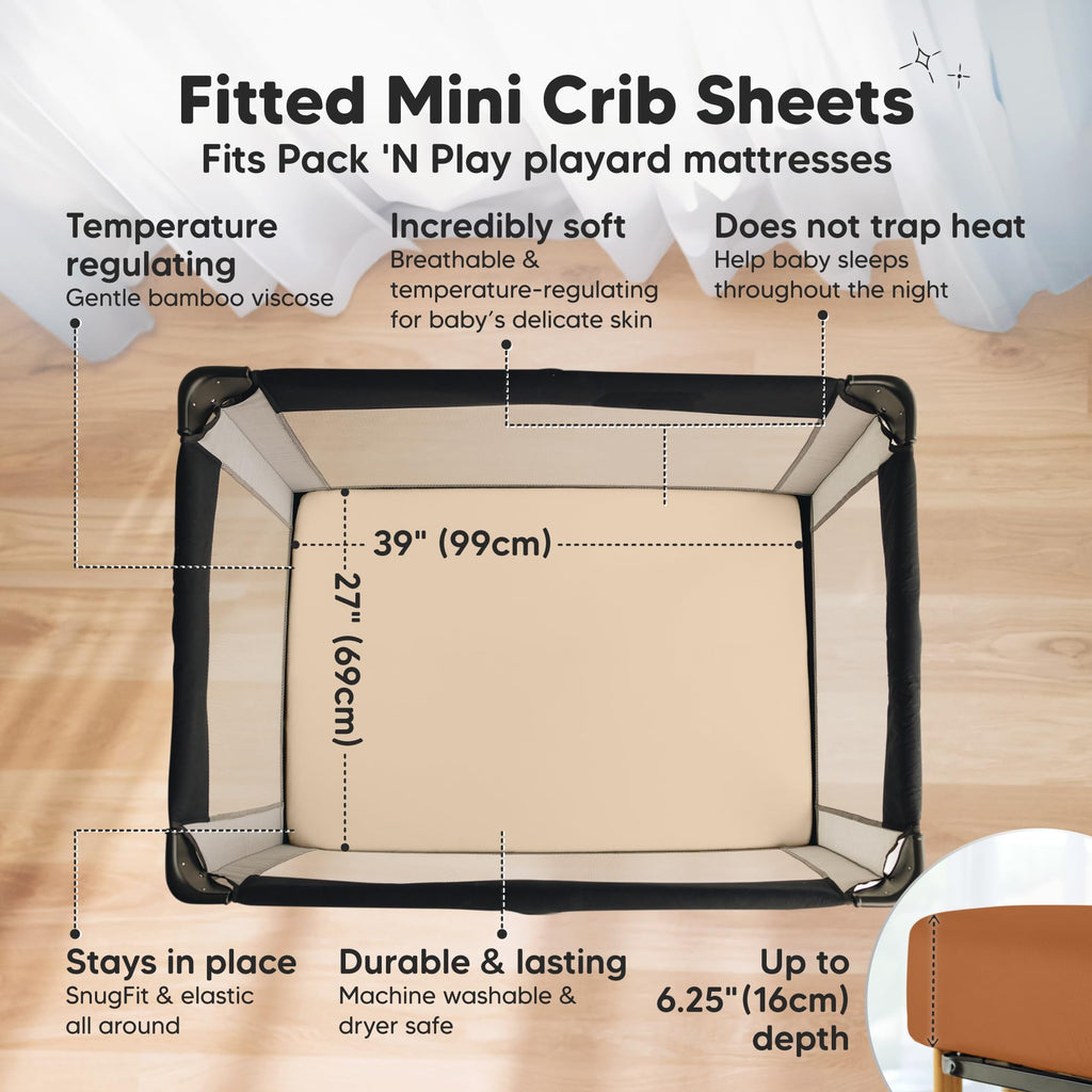 Pack and Play Sheets Fitted 2pk Mini Crib Sheet, Rust