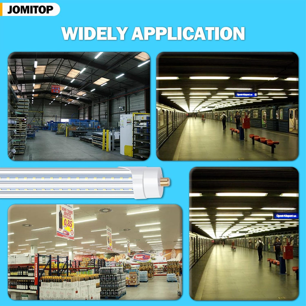 T8 V Shaped 8FT LED Tube Light,Need Bypass Ballast,90W Single Pin FA8 Base 6000K Cold White, 8 Foot (Replace 180W