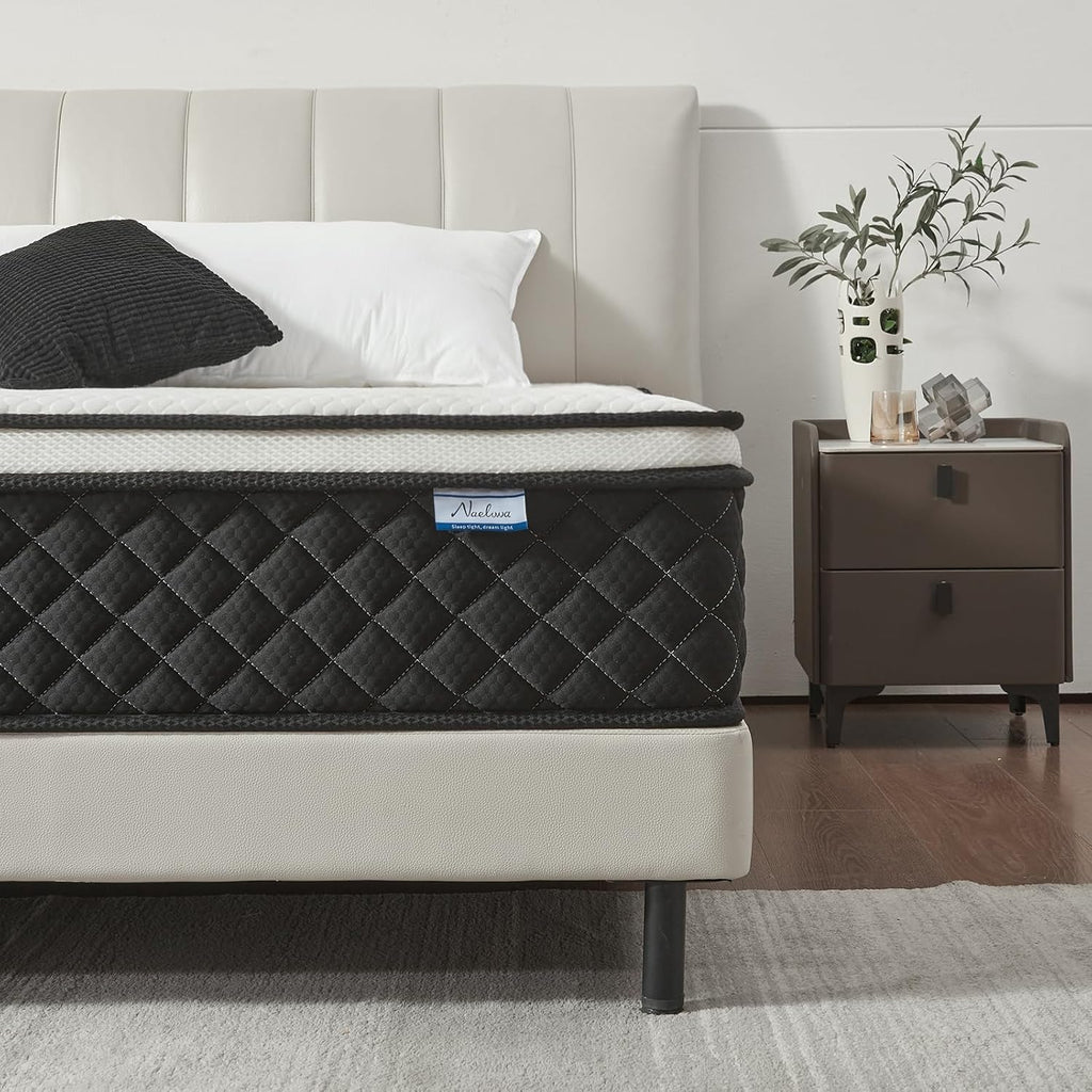 Queen Mattress, 12 Inch Queen Size Mattress in a Box, Memory Foam Mattress with Pocket Springs, Medium Firm, Lumbar