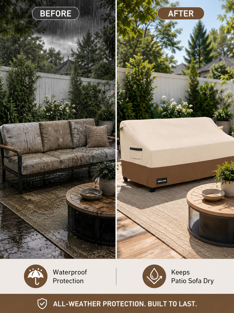 2-Seater Patio Loveseat Cover, 58W x 32.5D x 31H Inches Outdoor Couch Cover, 100% Waterproof Heavy Duty Patio Sofa