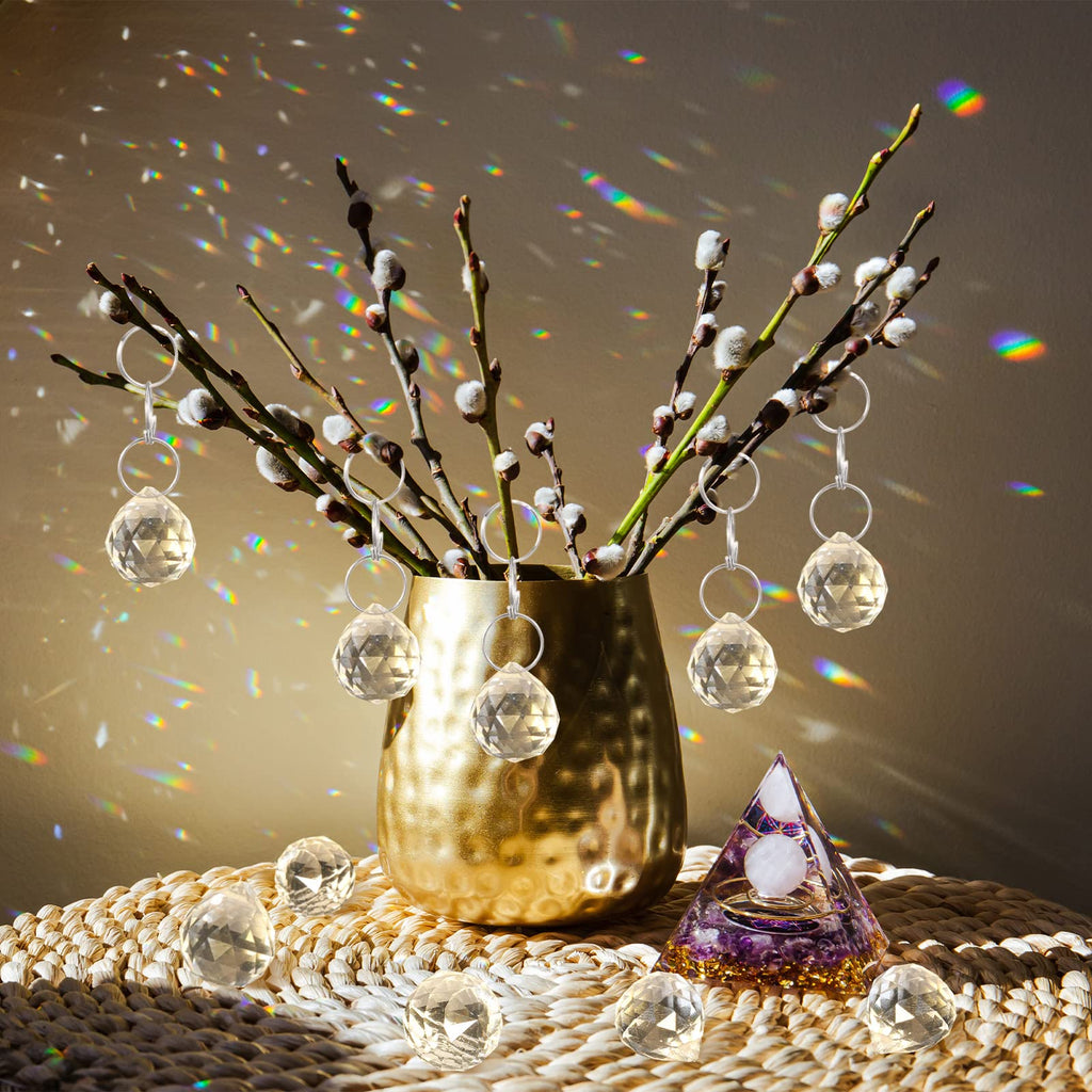 48 Pcs Clear Crystal Ball Prism Suncatcher Sun Catcher Crystal Prisms for Chandeliers Rainbow Pendants Maker Hanging