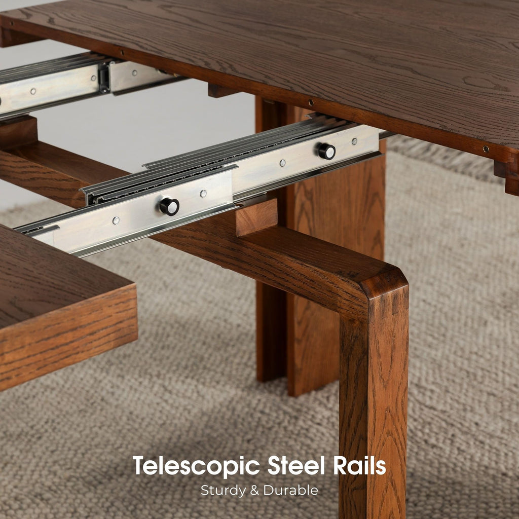 Solid Wood Extendable Dining Table, Brown