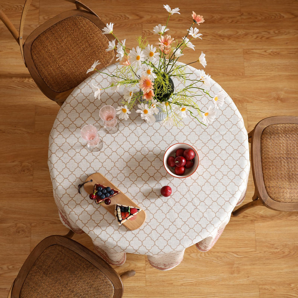 Designer Elegant Round Floral Tablecloth, Diameter 55"