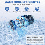 25LBS Portable Washing Machine, Full-Automatic Laundry Machine with Stainless Steel Drum, 10 Wash Programs Compact