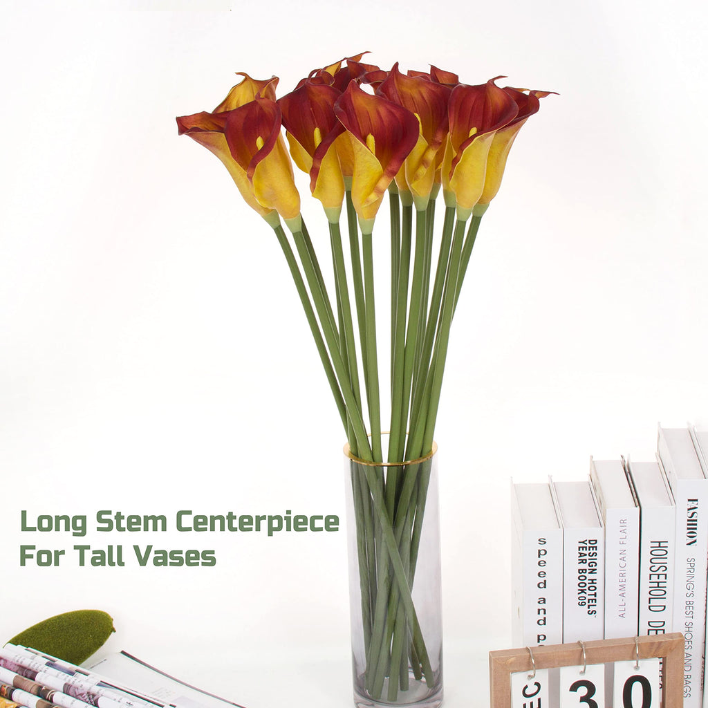10pcs Calla Lilies Artificial Flower, 26'' Long Stem Artificial Calla Lily Flowers, Realistic Arum Lilies for Wedding