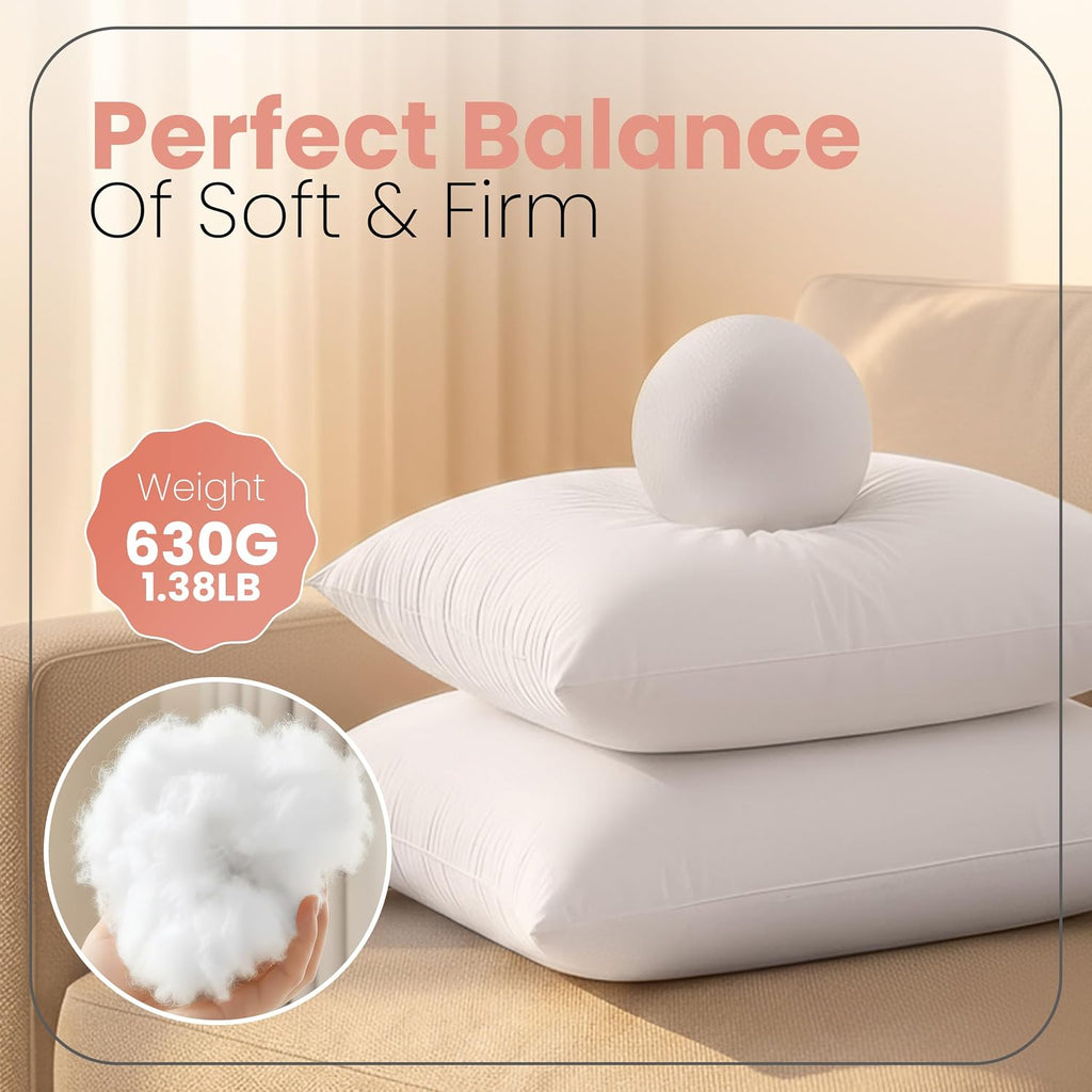 20x20 Pillow Inserts, White Throw Pillows for Couch, 2 Pack - Set of 2