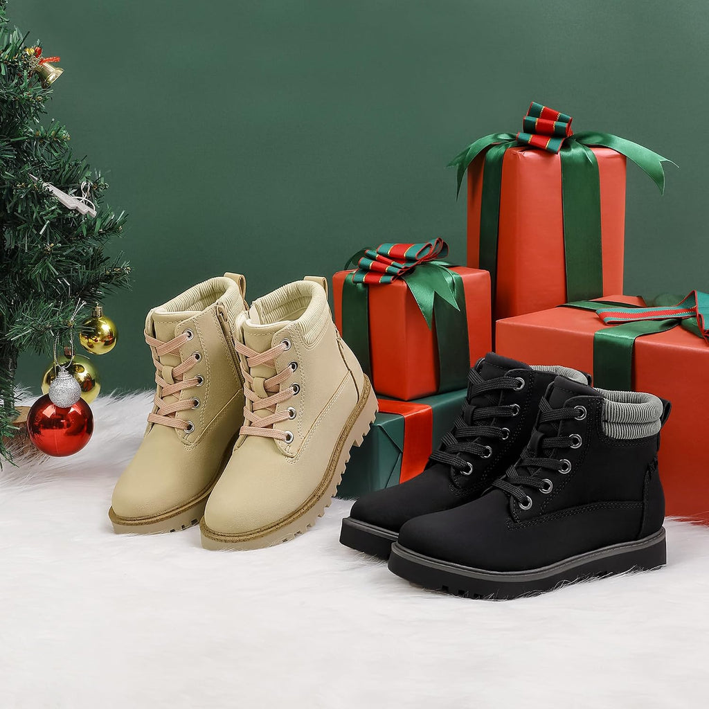 Girls Boys Combat Hiking Snow Ankle Boots