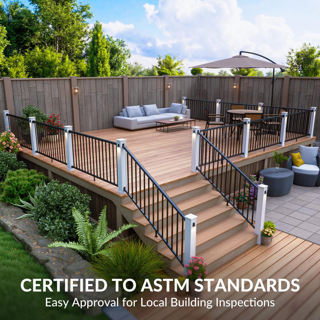 3 Pack 36 in x 6 ft Aluminum Porch and Deck Railing Kit Without Post