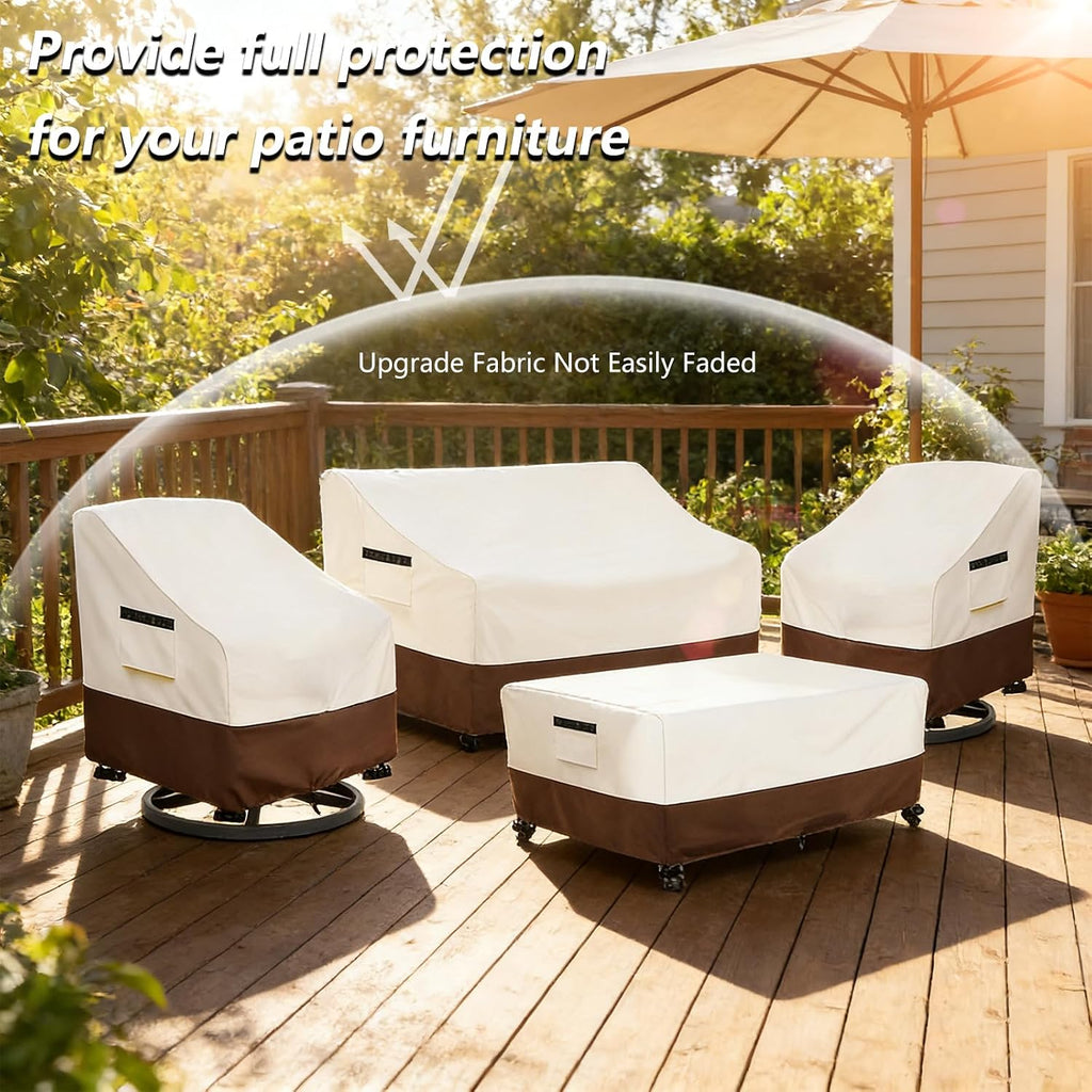 Patio Furniture Covers 4 Piece Set, 600D Heavy Duty Outdoor Furniture Covers Waterproof 3-Seater Sofa,Swivel Rocker