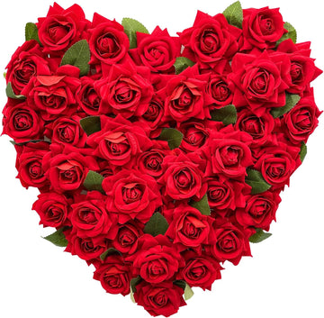 Valentines Day Heart Wreath Red Rose Heart Wreaths Valentines Heart Shaped Wreath for Door with Red Bow Valentines