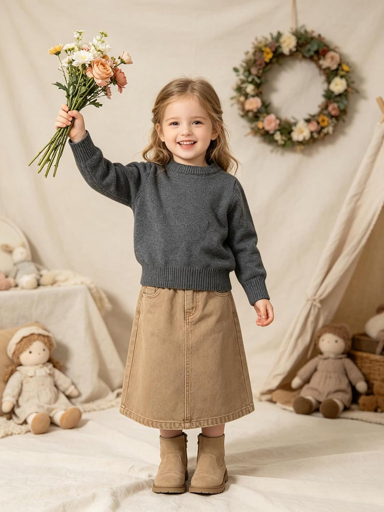 Toddler Sweater Boys Girls Cotton Knit Pullover Solid Top