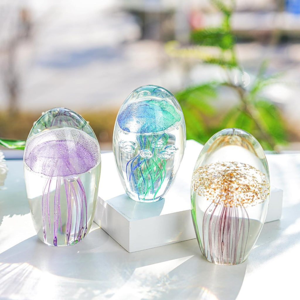 Hand Blown Glass Jellyfish Figurine