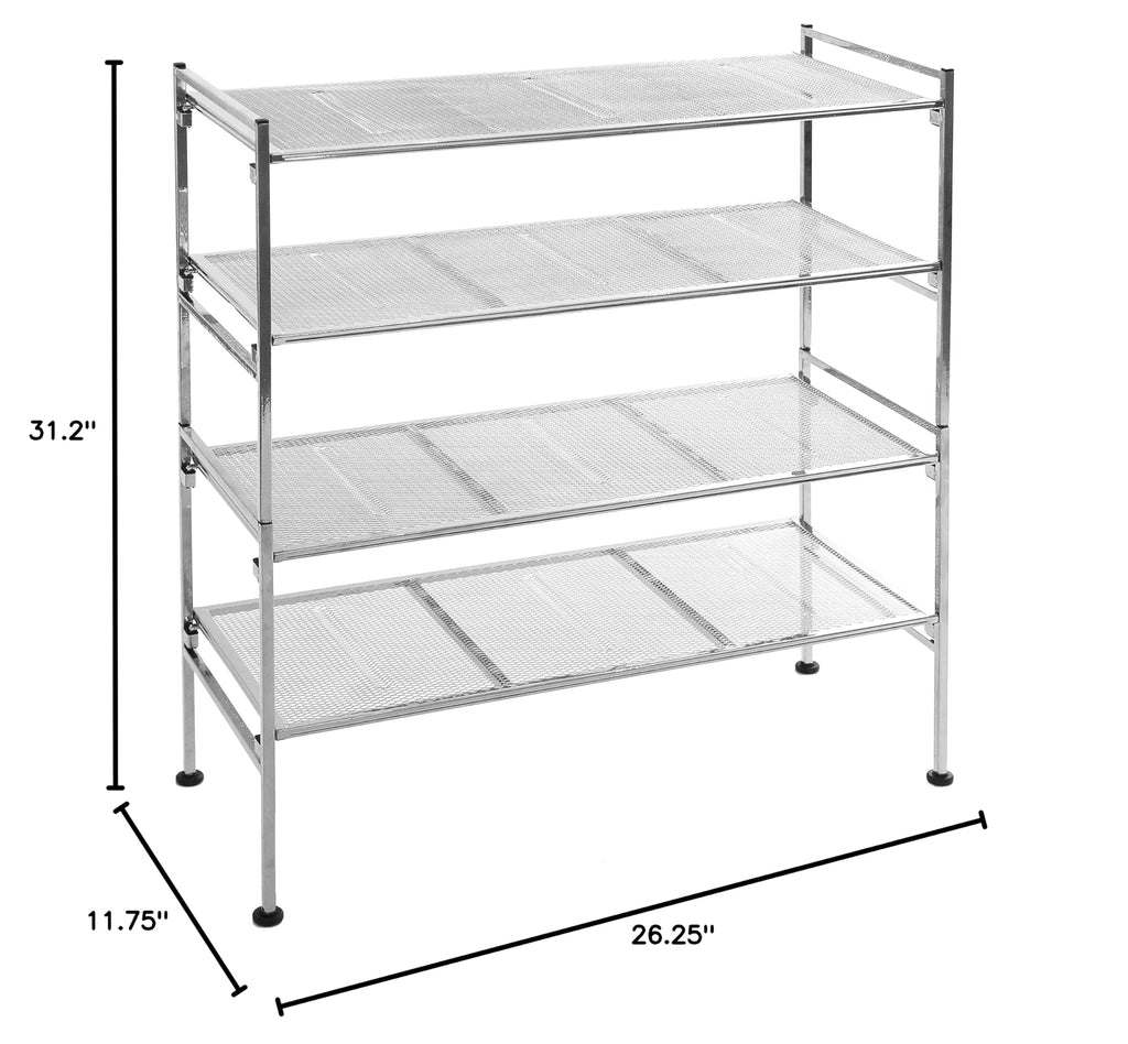 Sturdy Freestanding Storage Shelf, Closet, Entryway, Dorm Room Organizer Stackable Durable Metal Shoe Rack Silver