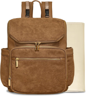 Diaper Bag Backpack Suede Baby Backpack with Changing Pad