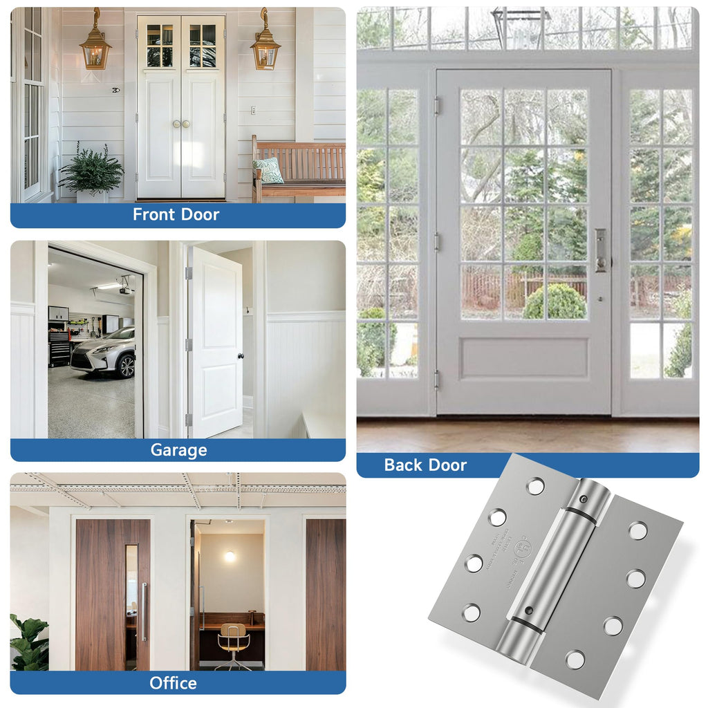 4.5 Inch Self Closing Door Hinges, Square Spring Hinges Self Closing 3 Pack
