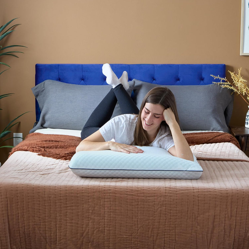 Cooling Gel Memory Foam Pillow for Sleeping - Queen Size, Ventilated Cooling Pillow for Side & Back Sleepers, Neck &