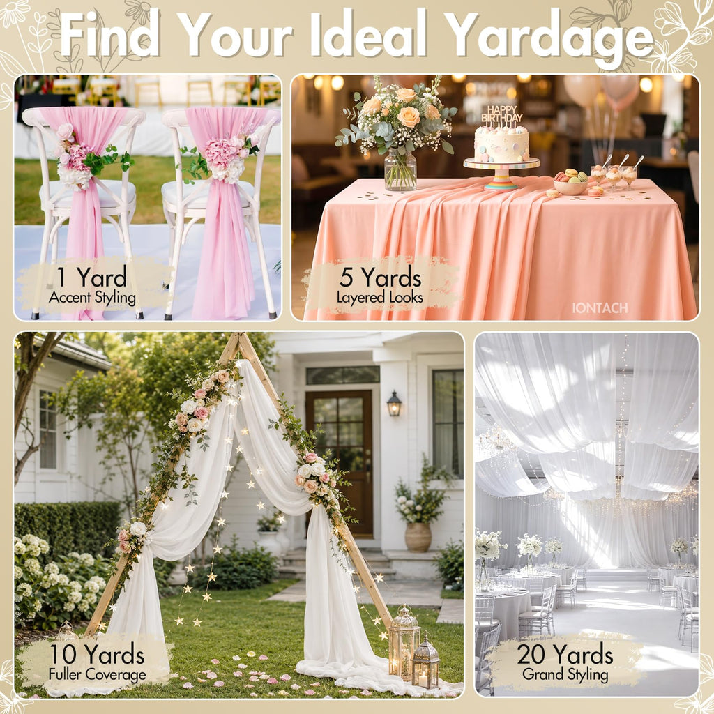 White Chiffon Fabric by The Yard 60 Inch X 1 Yard