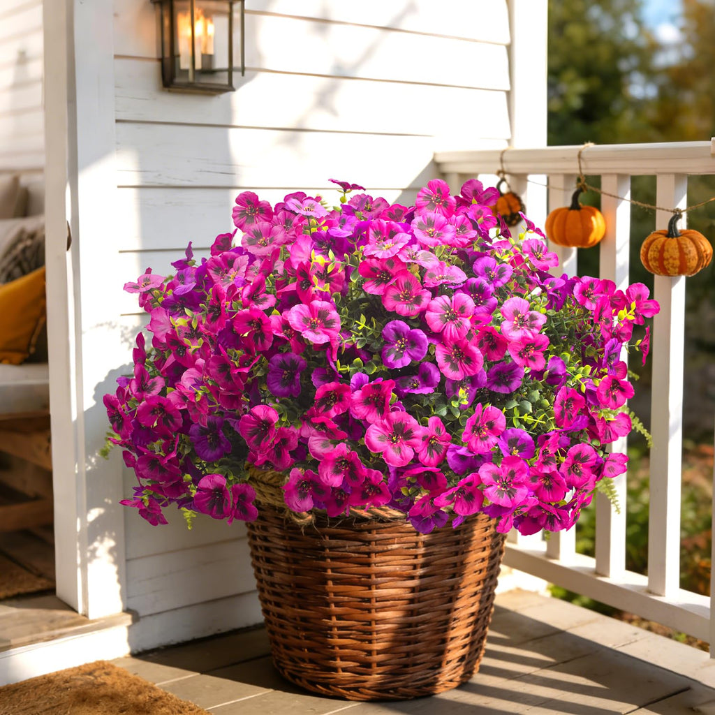 Artificial Pansy Flowers 16Pcs Silk Fake Flowers UV Resistant for Outdoors, Lifelike Faux Pansies for Planters Window
