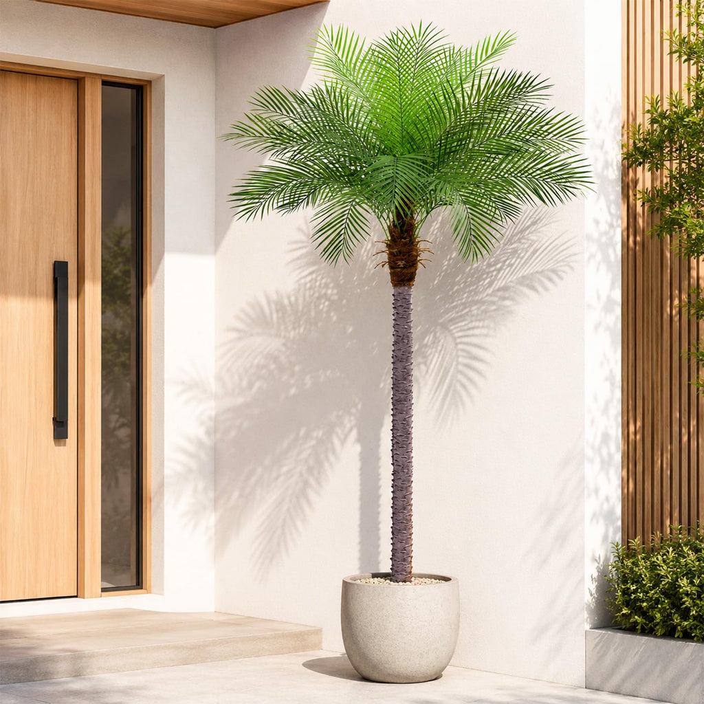 8ft Artificial Phoenix Palm Tree, Faux Coconut Silk Tropical Fake Palm Plant for Indoor Outdoor Home Office Patio