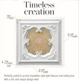Four-Leaf Clover Square Chandelier Ceiling Medallion and Fan Medallion, 24 Inches, White and Gold