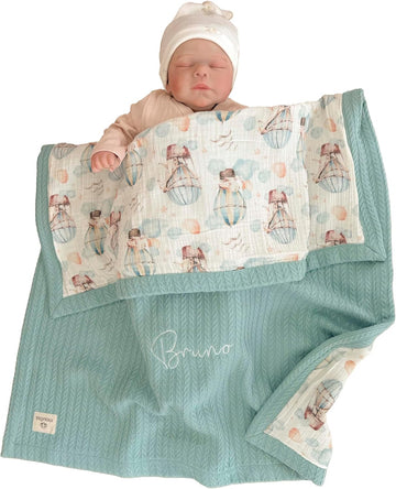 Personalized Baby Blanket with Name - 100% Organic Cotton Newborn Gift | Custom Knit Blanket for Boys, Girls, Kids &