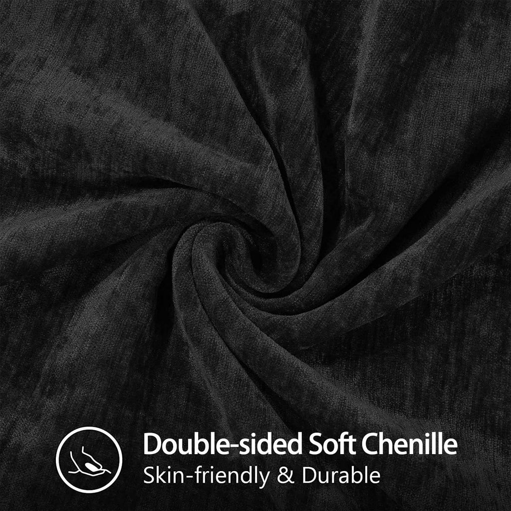 Soft Chenille Throw Pillow Covers 12x20 Set of 2 Black