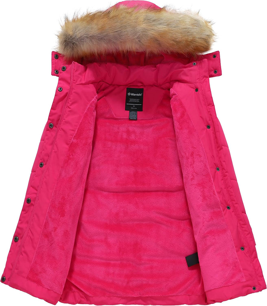 Girls' Waterproof Winter Coat Long Puffer Jacket Warm Parka Hooded