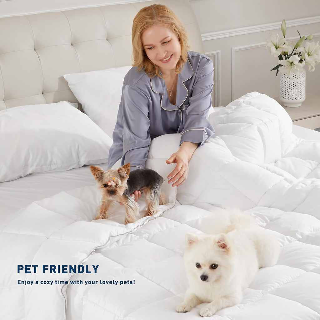 Comforter Duvet Insert Queen White Down Alternative Filling Cotton Shell All Season Hypoallergenic W