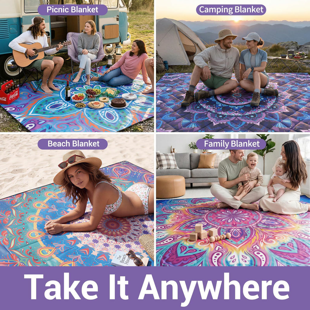 60x80 Waterproof Picnic Blankets Outdoor Oversized Sand Free Beach Blanket Portable Couples Yoga Meditation Mat Lawn