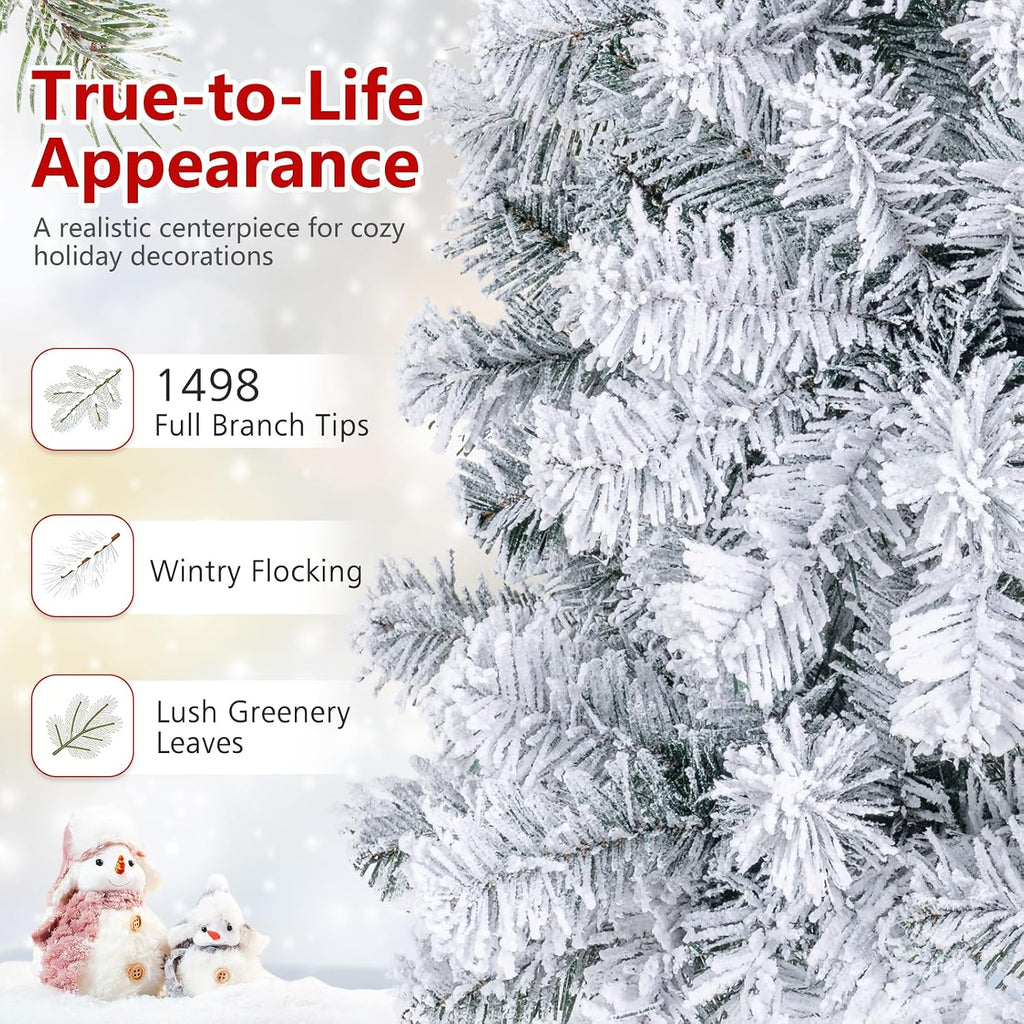 Pre-Lit Snow Flocked Christmas Tree with 550 Lights