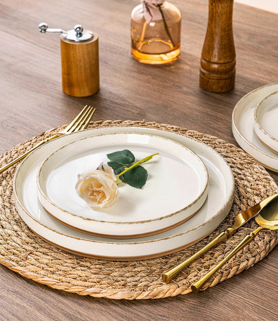 Stoneware Dinnerware Sets for 4,12Pcs Plates and Bowls Set
