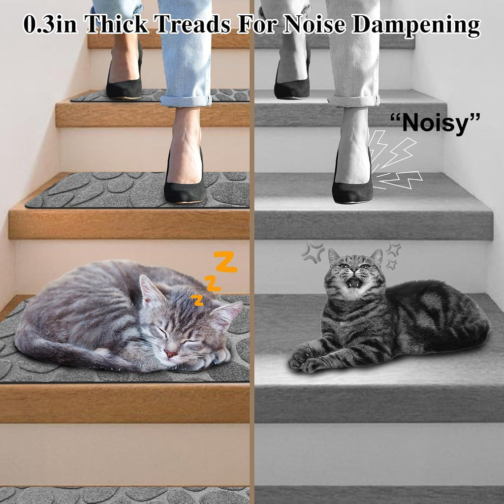 Self Adhesive Residue Free Machine Washable Reusable Stair Treads Non Slip Steps - 100% Polyester Heavyduty TPE