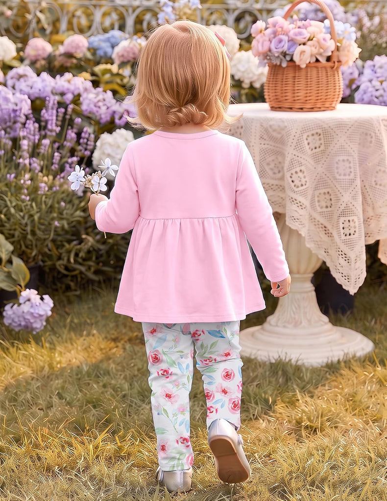 Baby Girl Clothes 2 Piece Fall Ruffle Hem Top and Leggings Sets