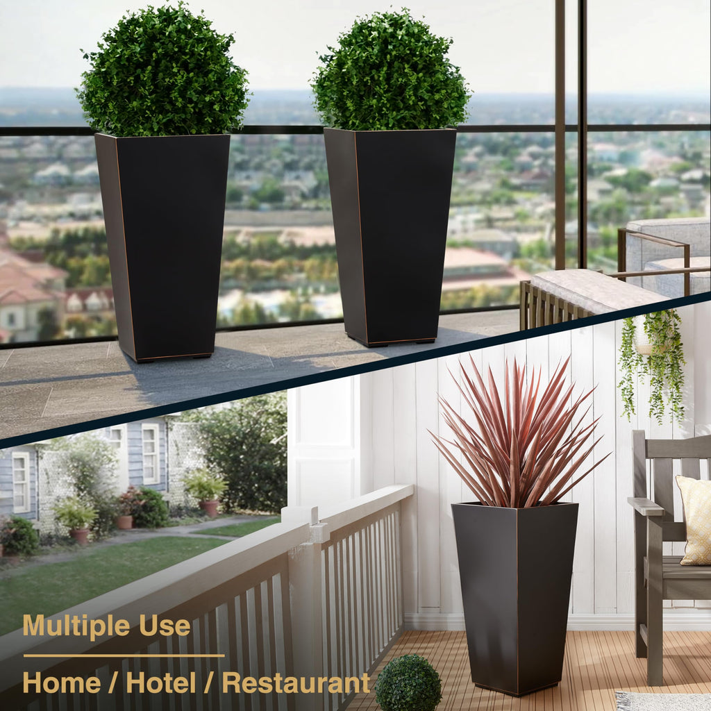 26" Heavy-duty Metallic Taper Planter Set of 2 for Outdoor Indoor Plants