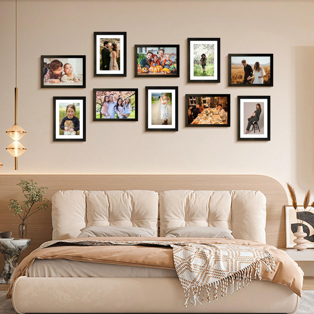 5x7 Picture Frame Set of 10, Photo Frame Bulk with HD Plexiglass, Display Pictures 4x6 with Mat or 5x7 Without Mat